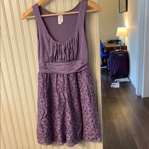 Purple Sleeveless Lace Dress